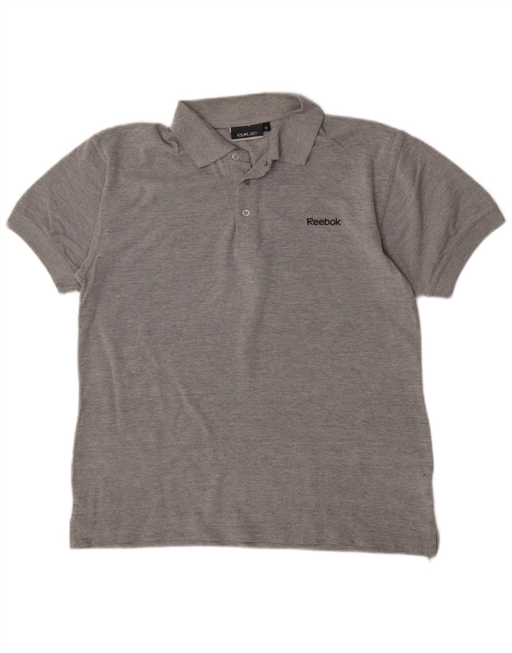 Polo Reebok da uomo in cotone grigio medio