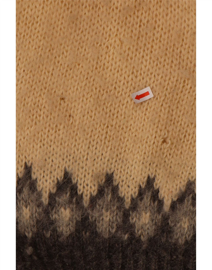Maglione girocollo da uomo vintage girocollo grande beige Fair Isle