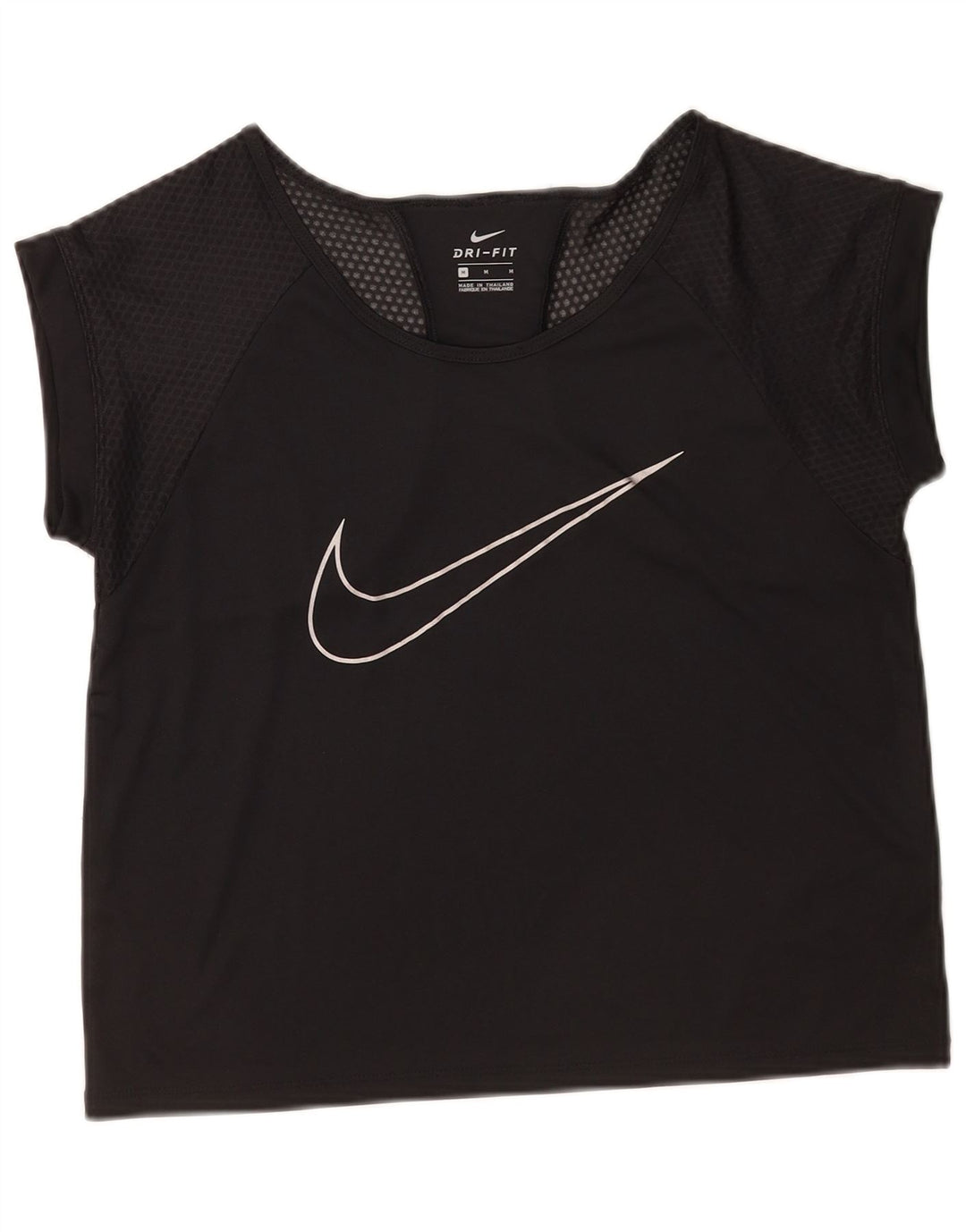 T-shirt grafica Nike Dri Fit da donna, taglia UK 14, poliestere nero medio