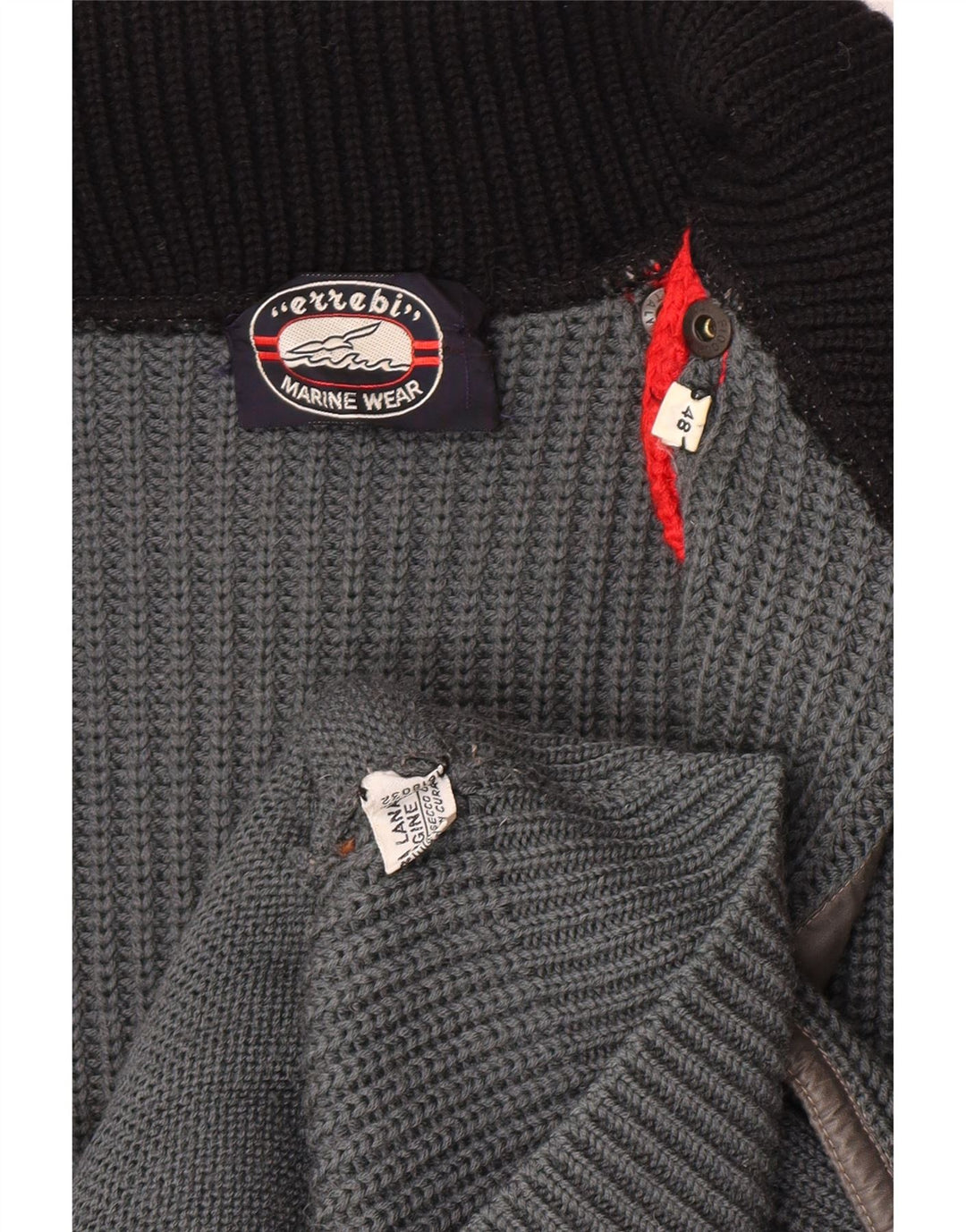 Maglione cardigan da uomo vintage IT 48 Lana vergine color block grigio medio