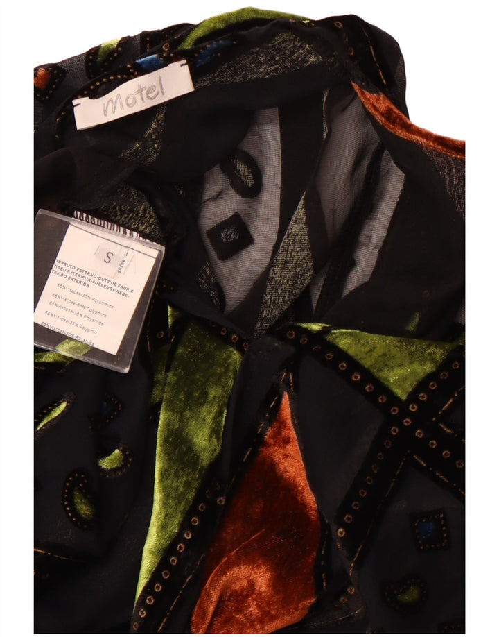 MOTEL Top bolero oversize da donna trasparente UK 10 piccolo patchwork nero