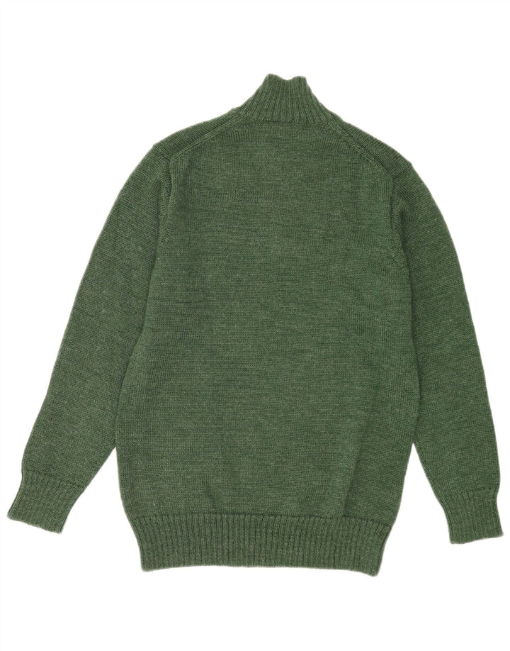 Maglione da uomo con zip e collo WoolOvers in lana verde medio
