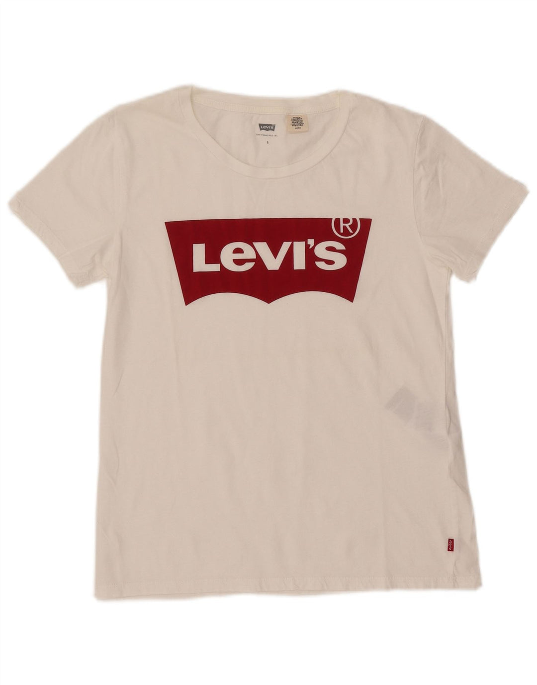 T-shirt grafica da donna LEVI'S Top UK 10 piccola in cotone bianco