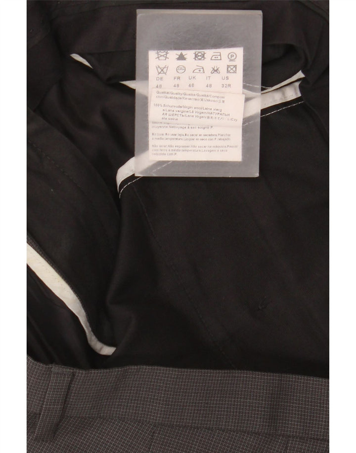 Pantaloni da abito dritti da uomo Hugo Boss IT 48 medio W34 L30 a quadretti grigi