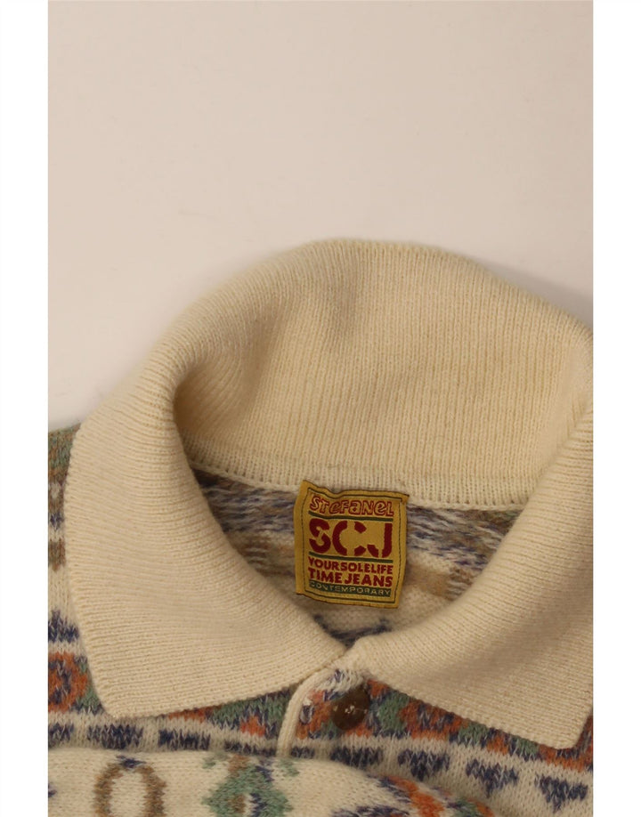 STEFANEL Maglione da uomo con collo alto, beige medio, Fair Isle