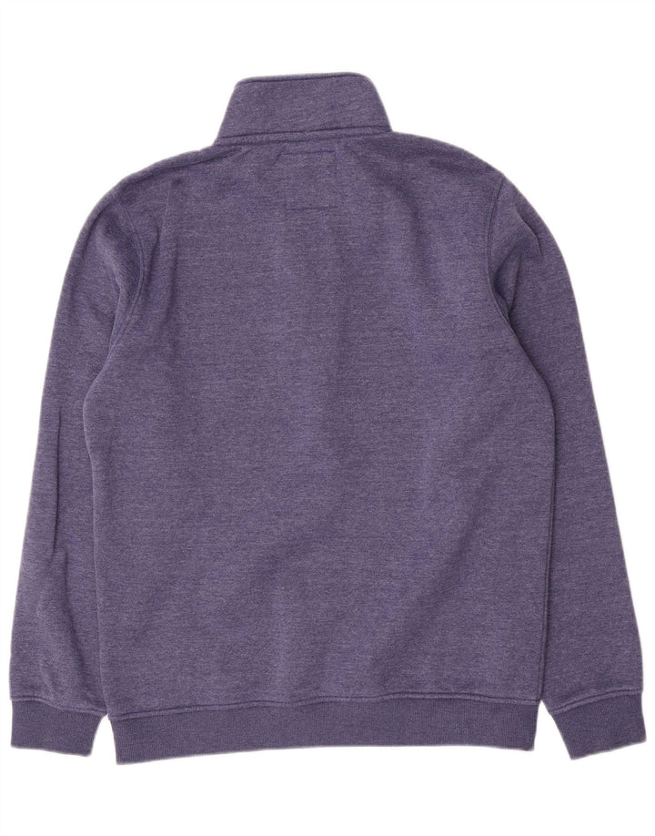 Crew Clothing Felpa da uomo con collo con zip, maglione grande, cotone blu