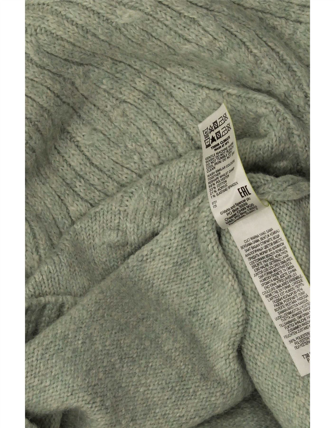 Maglione maglione a collo alto da donna Marks & Spencer UK 14 Verde medio