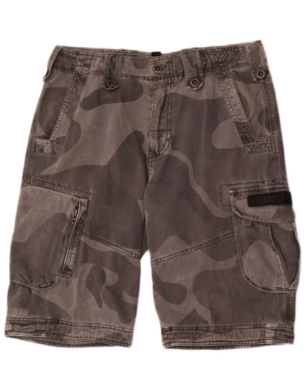 Pantaloncini cargo vintage da uomo grandi W34 mimetici grigi