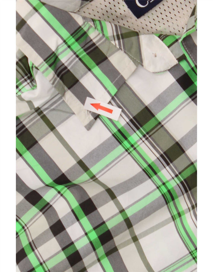 Camicia a maniche corte da uomo Chaps 2XL Poliestere a quadri verdi