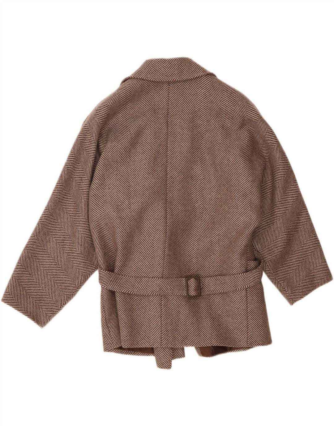 Soprabito vintage da donna IT 44 in lana Chevron marrone medio