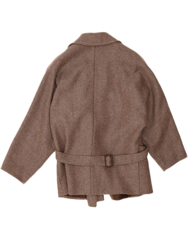 Soprabito vintage da donna IT 44 in lana Chevron marrone medio