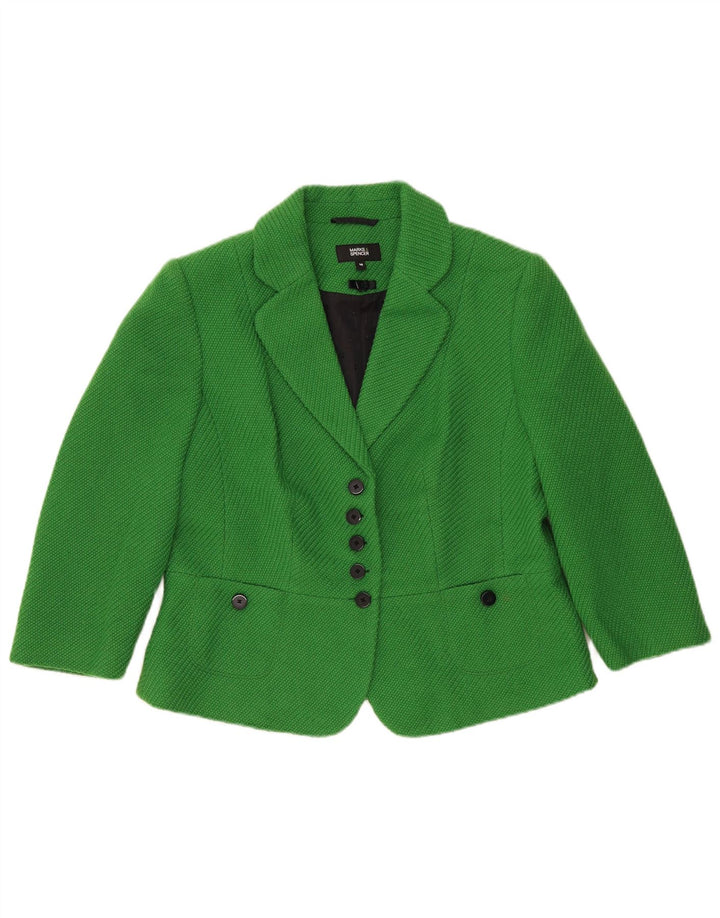 Giacca blazer a 5 bottoni da donna Marks & Spencer UK 16 grande poliestere verde