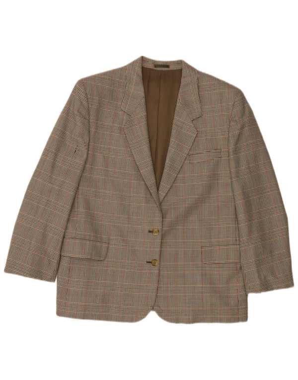 Giacca blazer da donna a 2 bottoni Burberrys UK 14 grande lana pied de poule verde