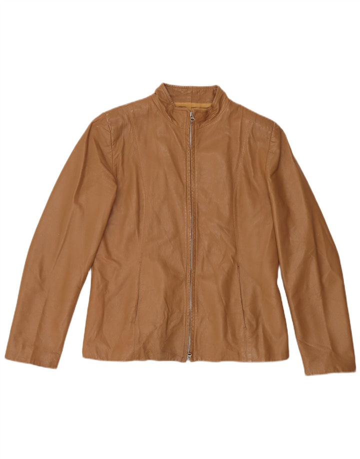 Giacca in pelle vintage da donna IT 48 XL in pelle beige