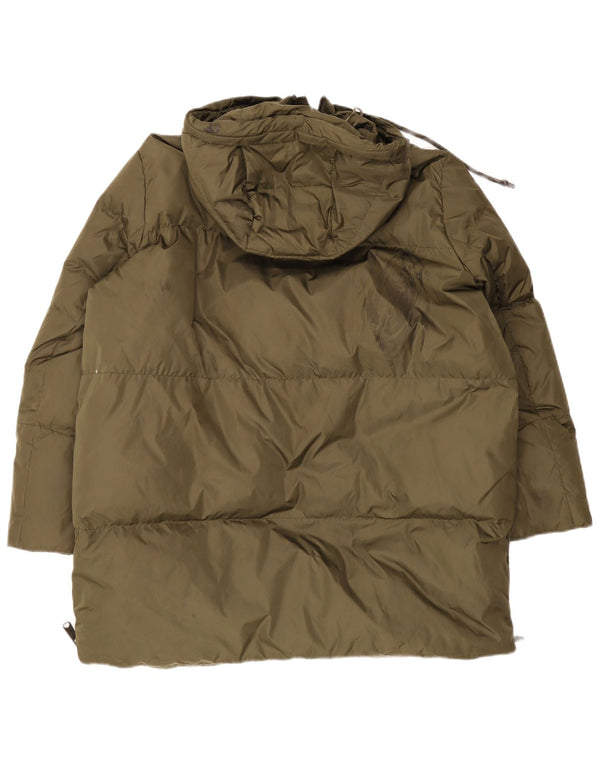 Zara Mens Hooded Loose Fit Padded Jacket UK 36 Small Khaki Classic