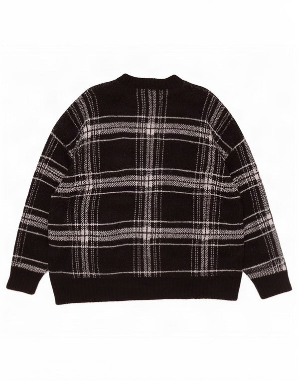 Maglione maglione girocollo da donna Marks & Spencer UK 18 XL a quadri neri