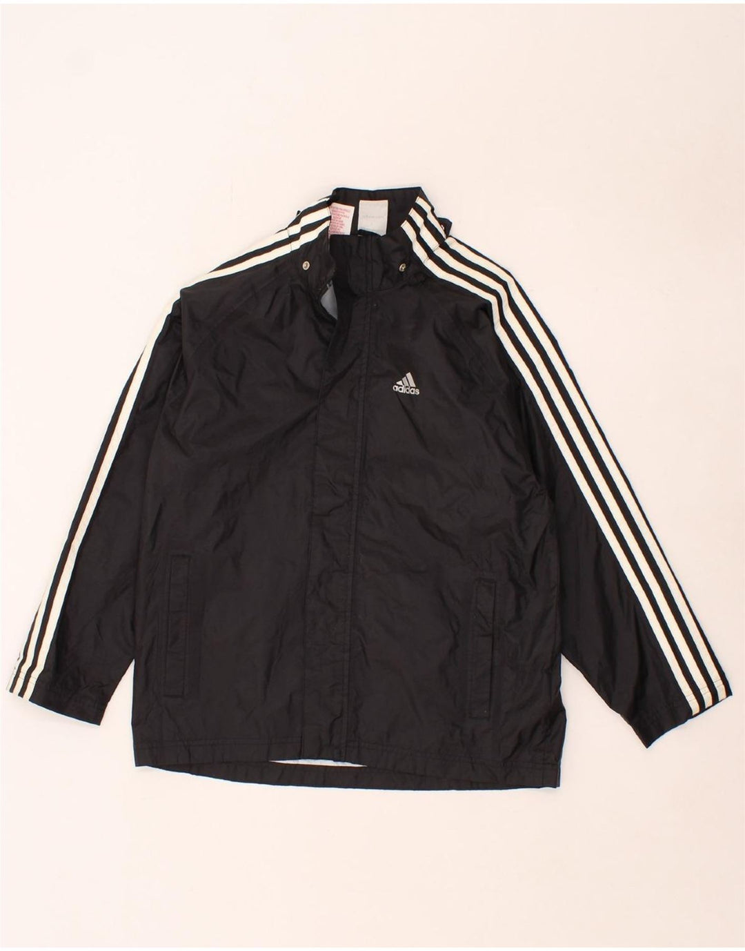 ADIDAS Boys Rain Jacket 9-10 Years Black Polyamide Vintage Adidas and Second-Hand Adidas from Messina Hembry 