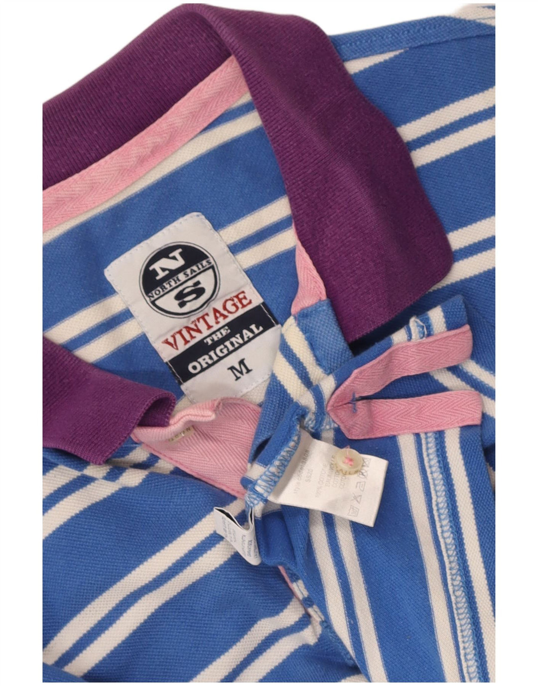 North Sails Mens Polo Shirt Medium Blue Striped Cotton