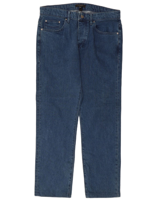 Jeans dritti da uomo Ted Baker W32 L27 Lyocell blu