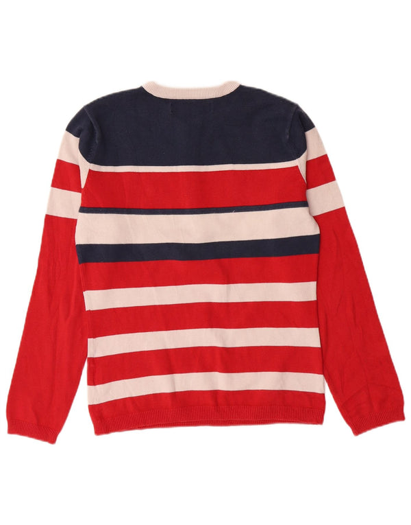 TOMMY HILFIGER Maglione da donna con collo con zip UK 12 a righe rosse medie