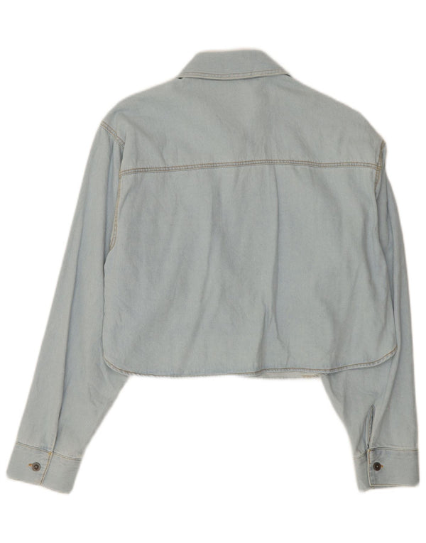 Camicia in denim corto da donna Zara UK 14 cotone blu medio