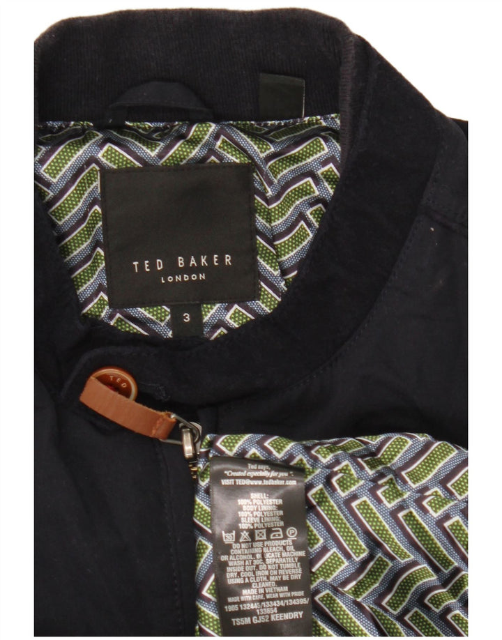 Giubbotto bomber da uomo Ted Baker taglia 3 medio poliestere blu navy