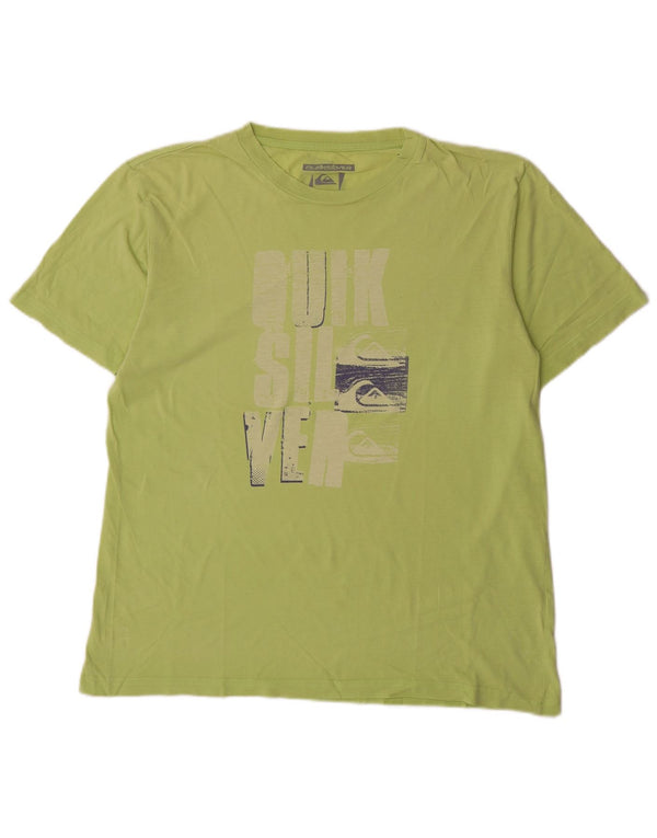 T-shirt grafica da uomo Quiksilver Top XL in cotone verde