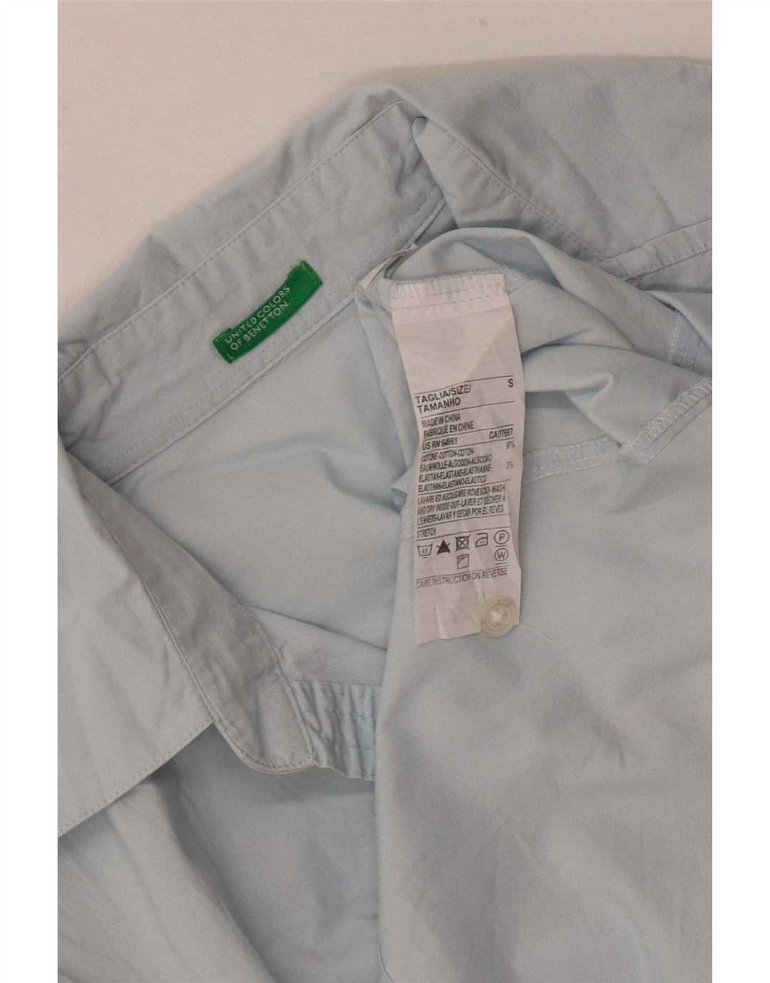 Camicia pullover da donna Benetton UK 10 piccola in cotone blu