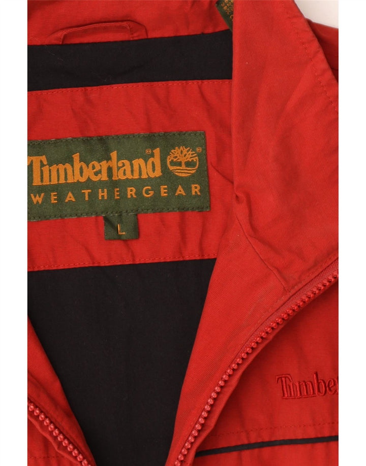 TIMBERLAND Mens Bomber Jacket UK 40 Large Red Cotton Vintage Timberland and Second-Hand Timberland from Messina Hembry 