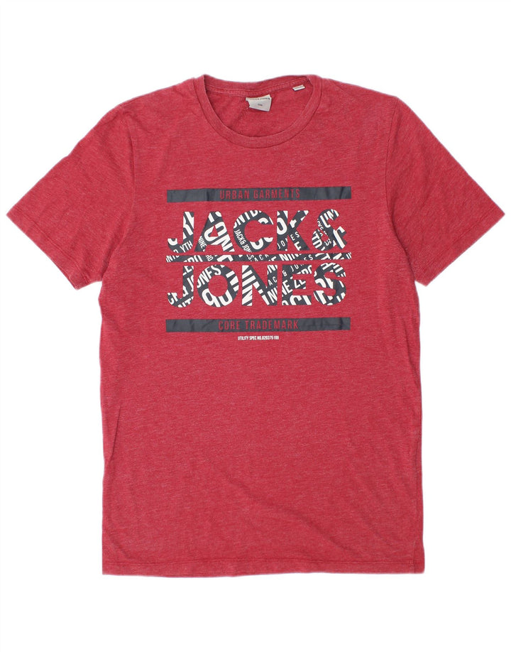 T-shirt grafica da uomo Jack & Jones Top in cotone chiazzato rosso medio