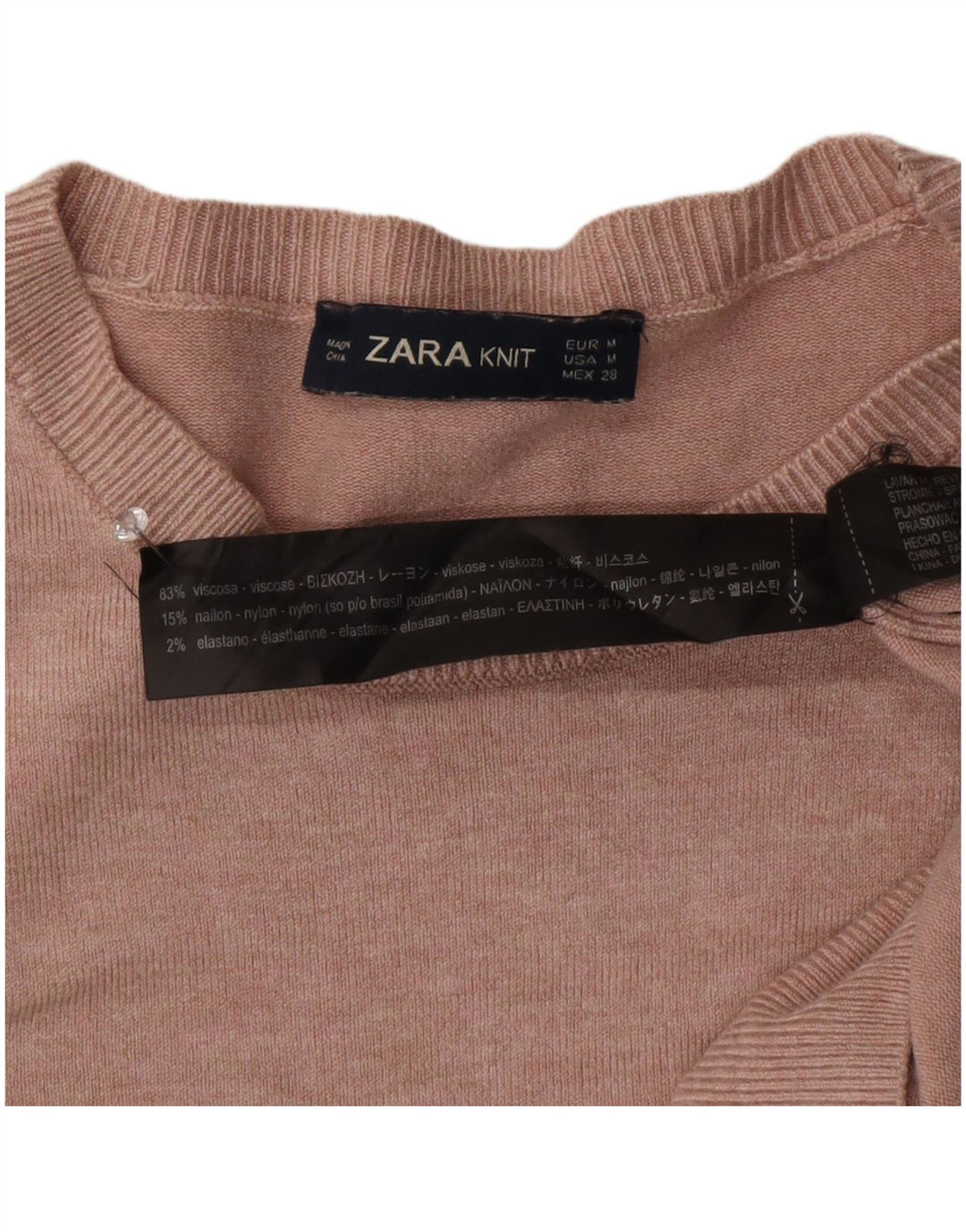 Maglione Zara da donna con scollo a barca UK 12 Viscosa rosa medio