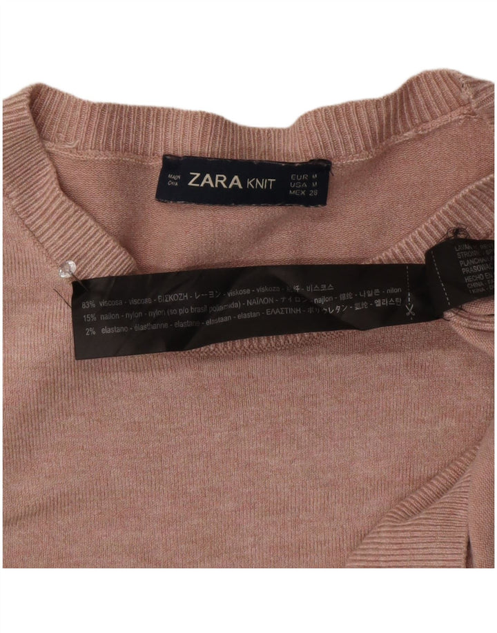 Maglione Zara da donna con scollo a barca UK 12 Viscosa rosa medio