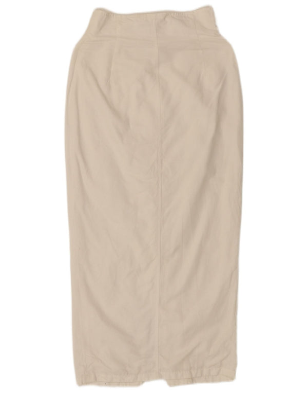 Gonna longuette da donna vintage UK 10 piccola W26 cotone bianco
