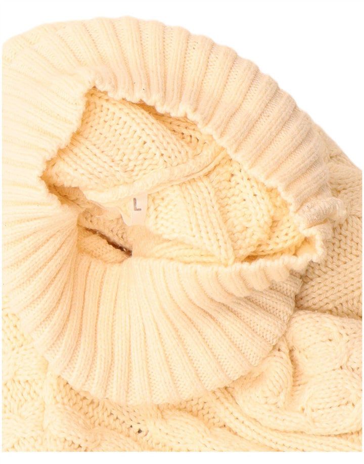 Maglione maglione vintage da uomo con collo alto, grande beige