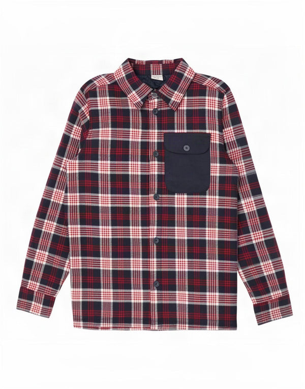 Camicia da uomo in flanella da boscaiolo Active Touch, cotone medio a quadri blu navy