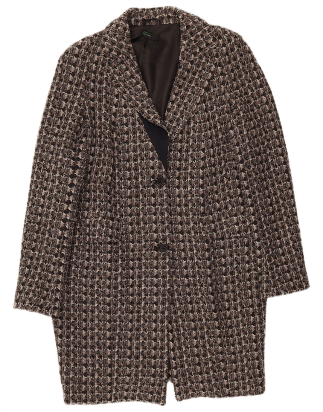 Soprabito Donna Benetton IT 42 Lana Geometrica Grigio Medio
