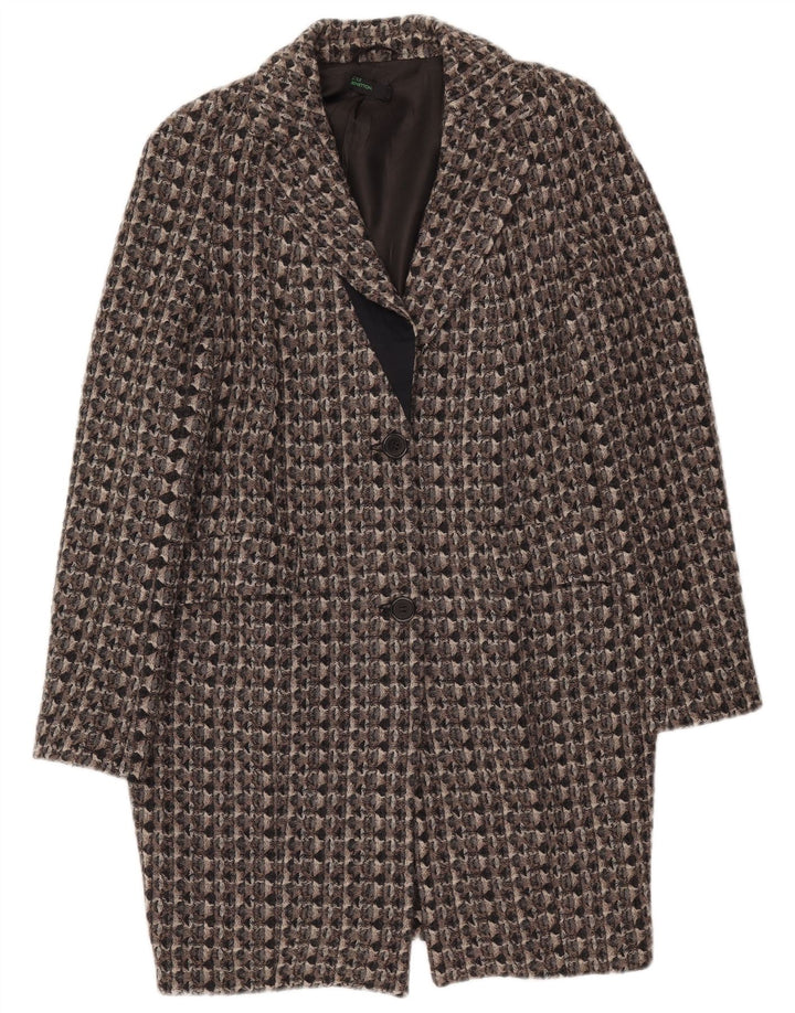 Soprabito Donna Benetton IT 42 Lana Geometrica Grigio Medio