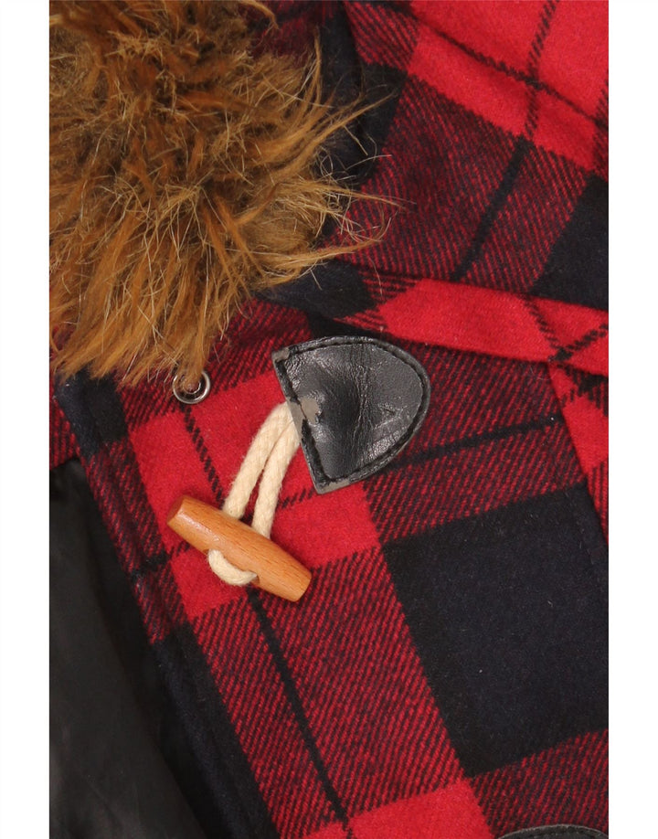 MISS SELFRIDGE Montgomery con cappuccio da donna UK 6 XS Lana scozzese rossa