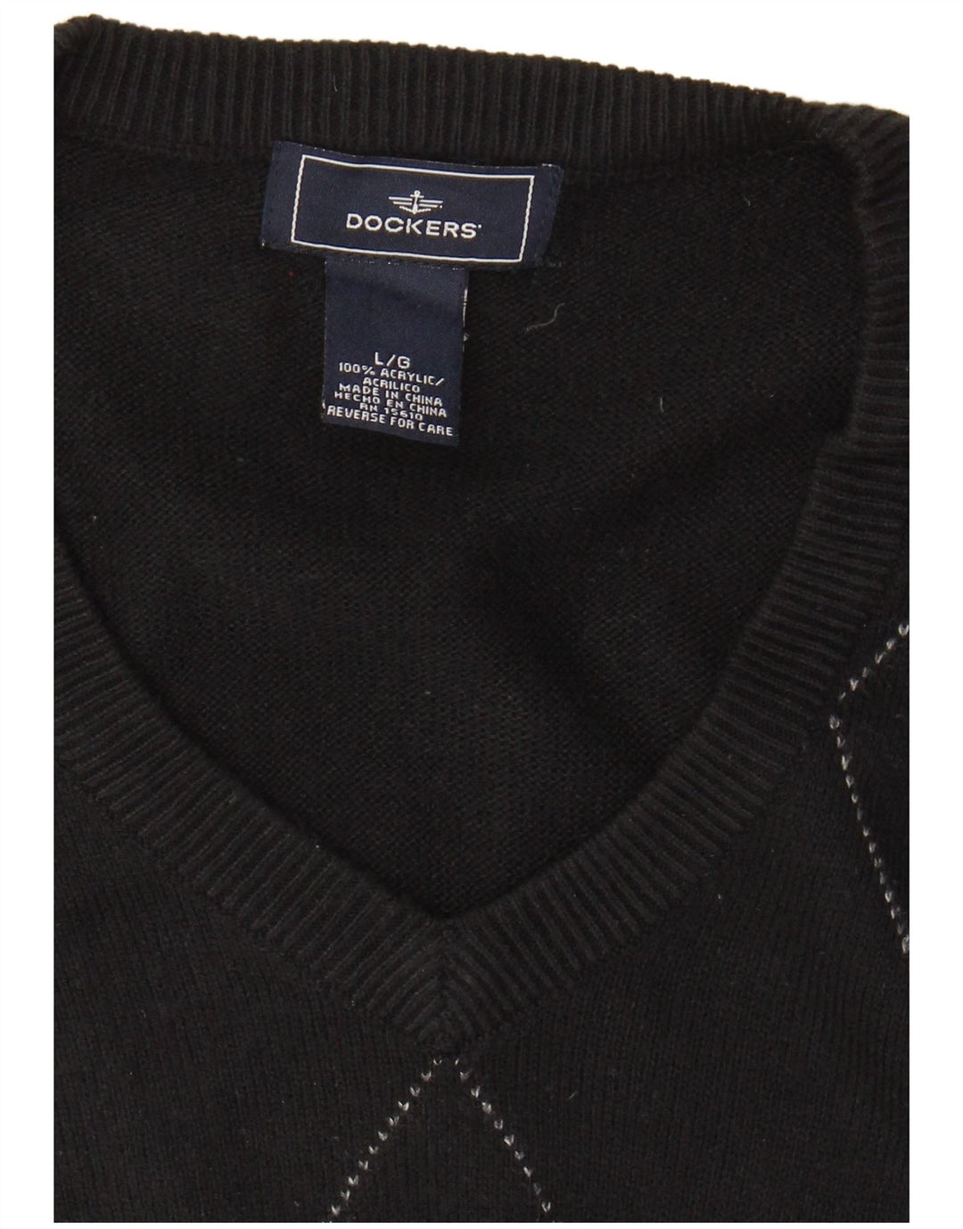 DOCKERS Canottiera da uomo Canotta grande nera Argyle/Diamond acrilico