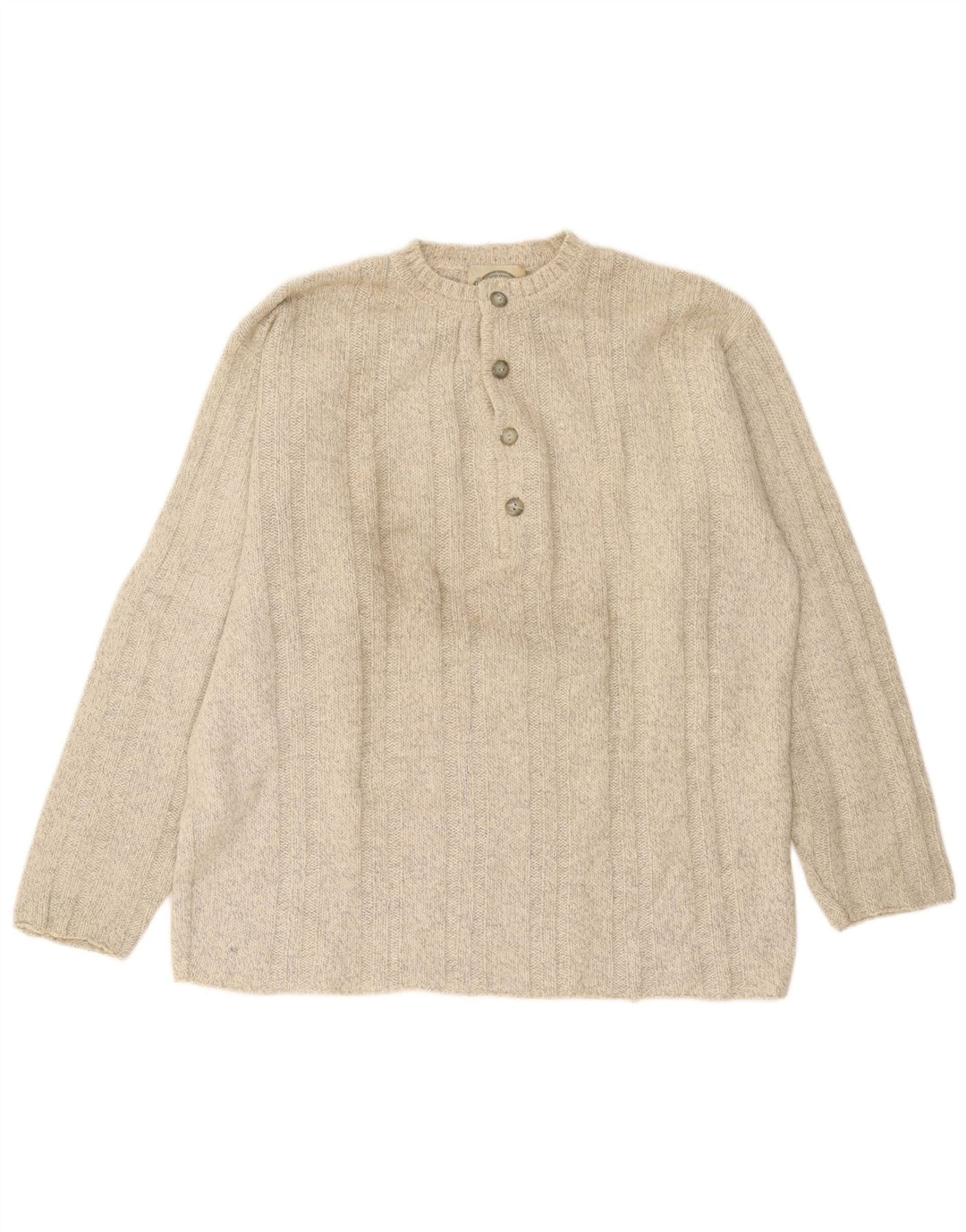 Maglione maglione girocollo da uomo Foxhound XL in lana beige