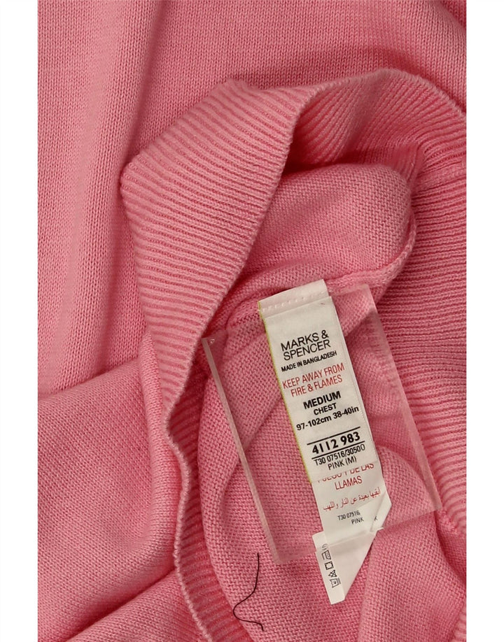 Maglione da uomo con scollo a V Marks & Spencer in cotone rosa medio