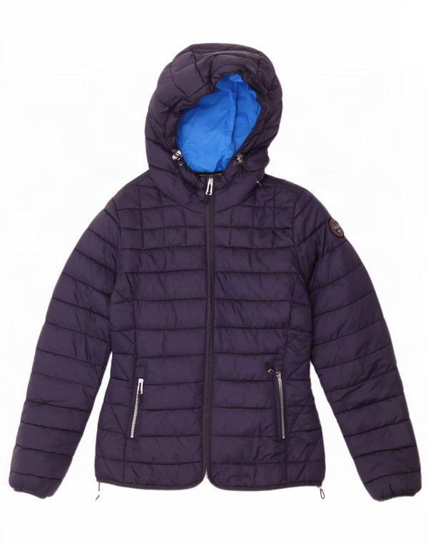 Giacca imbottita con cappuccio da donna Napapijri UK 12 media blu navy in poliammide