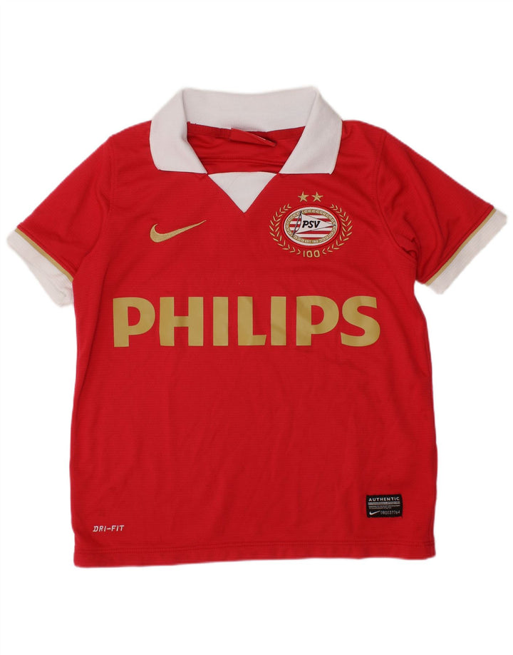 NIKE Boys PSV Eindhoven Graphic Polo Shirt 13-14 Years Red Polyester