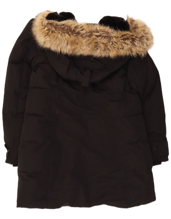 Cappotto imbottito con cappuccio da donna Zara UK 16 grande poliestere nero