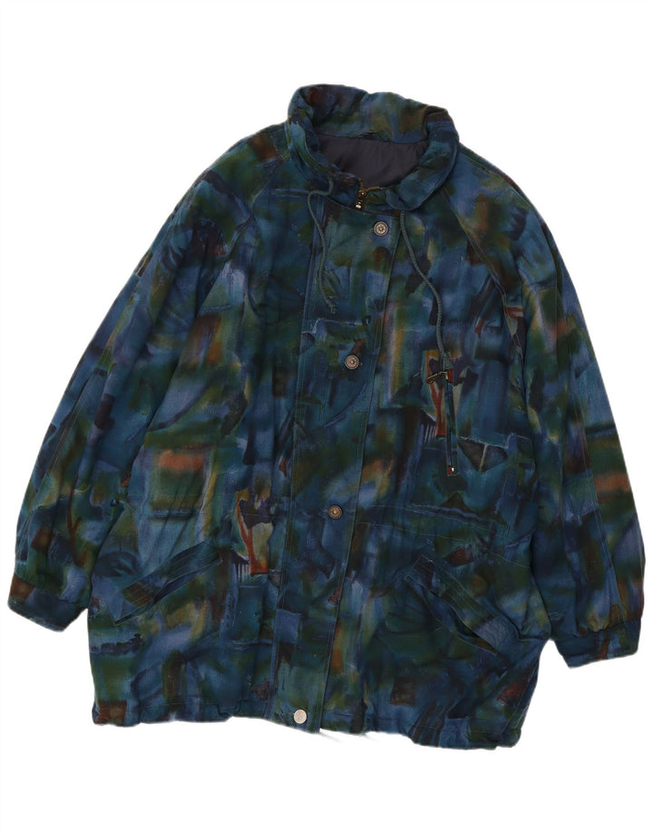 Cappotto giacca a vento oversize da donna VINTAGE UK 20 2XL Blu navy Tie Dye