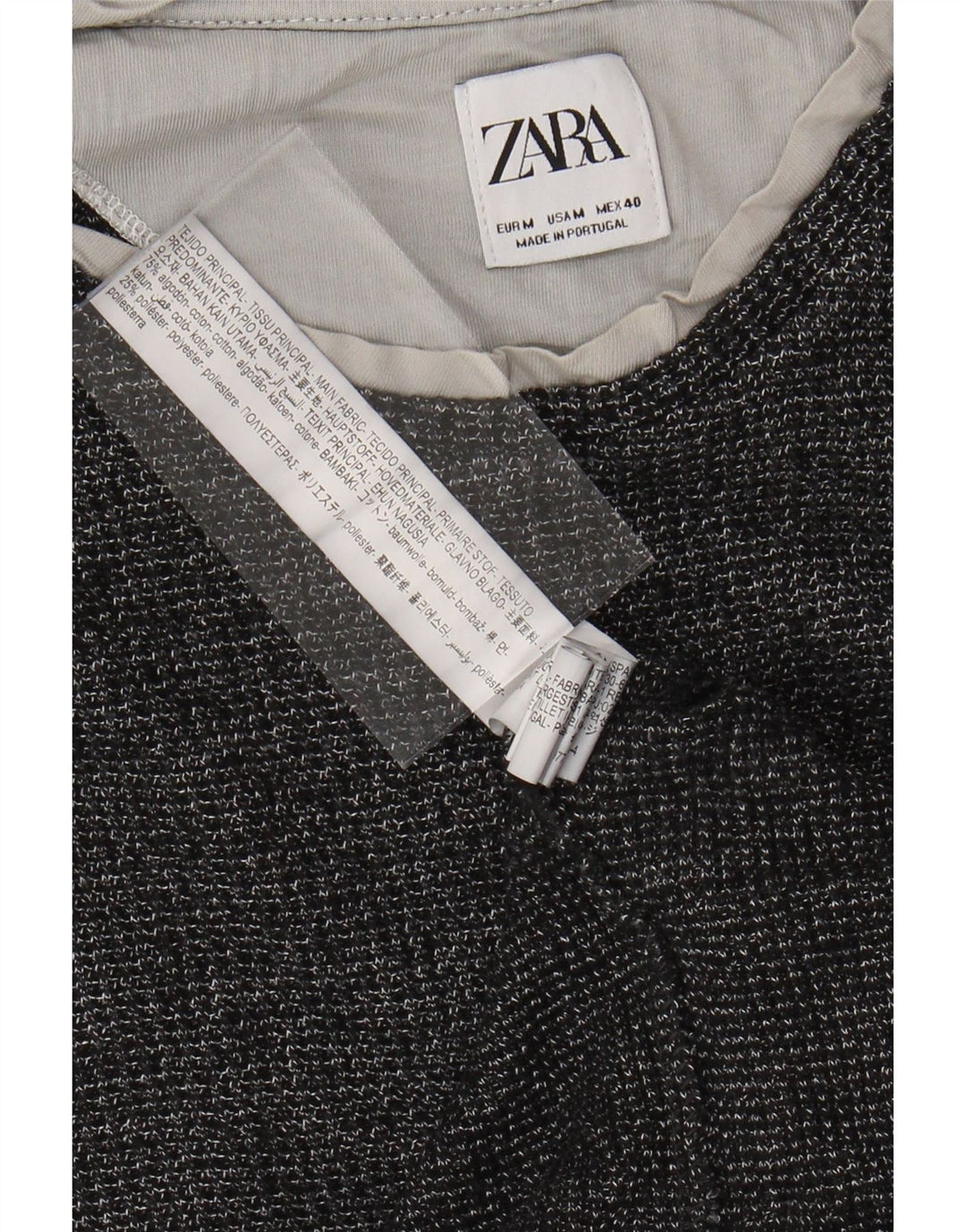 Maglia ZARA da donna a maniche lunghe UK 14 cotone screziato grigio medio