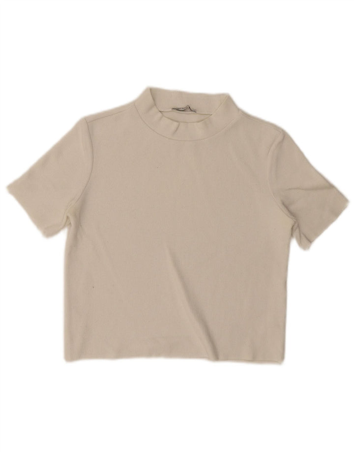 Top corto Zara Trafaluc da donna UK 10 piccolo bianco sporco