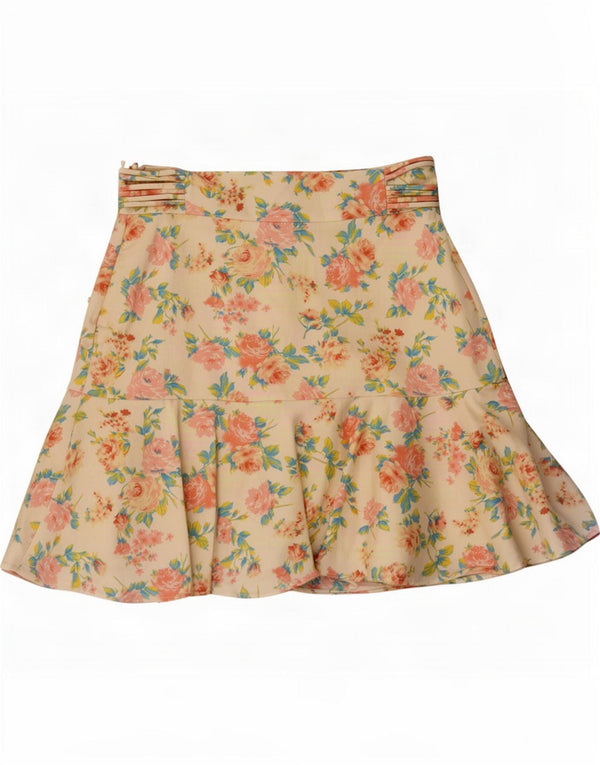 Minigonna da donna Zara XS W24 in cotone floreale bianco sporco