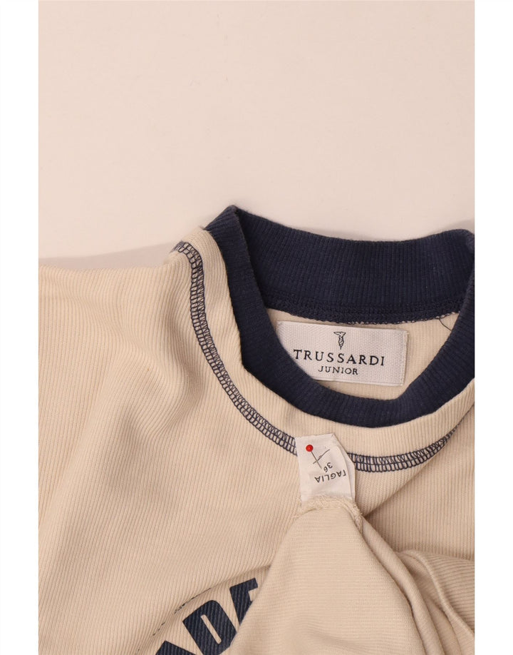 Felpa con grafica Trussardi Junior da bambino 9-10 anni in cotone bianco sporco