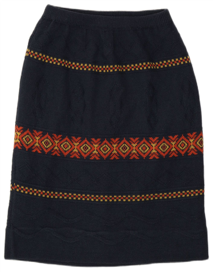 Gonna longuette da donna vintage W28 media blu navy a rombi/diamante